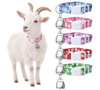 5 Pack Floral Goat Collars with Bells Adjustable Grazing Collar with Copper Bells Anti-Lost Loud Bronze Bell for Farm Animals Sheep Cows Goats Accessories