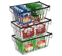 5 Pack Freezer Organizer Bins Chest Freezer Baskets with Foldable Handle Stackable Freezers Storage Bins Easy Organize Basket Store More Easy from Bottom, No Wasted Space