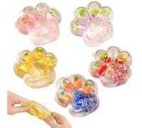 5 Pack Fruit-Shaped Cat Paw Squeeze Sensory Toys | Premium Silicone Stress Relief Fidget for Kids & Adults | Home Office Travel Anxiety Relief