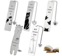 5 Pack Funny Cat Bookmarks,Cute Marks with Inspirational Words Unique Reading Accessories Bookish Gifts for Reading Women Men Student Book Lover Enthusiasts Stationery Gift for Book Lovers