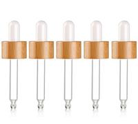 5 Pack Glass Eye Droppers for Essential Oils,Glass Dropper Pipette Top with Natural Bamboo Circle for 10ml/0.33Oz Essential Oil Bottles-Fit for DoTerra,Young Living,Aura Cacia
