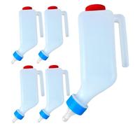 5 Pack Goat Bottles for Feeding Baby Goats 500ml Hanging Lamb Bottle with Side Mount Hook Food Grade Plastic Nursing Bottle for Lambs Piglets Puppies