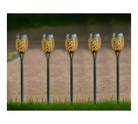 5 Pack Grey Torch Solar Garden Stake Light 12 Orange LED - 50cm by Bright Garden