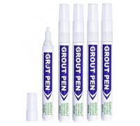 5 Pack Grout Pen White, Tile Grout Refresher & Whitener With Fine Tip 2mm, Waterproof Mold-Resistant Marker For Bathroom Kitchen Floor Tiles, Quick Diy Tile Restoration, Easy Application For Home Use