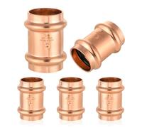 5-Pack GUOFIS Copper Press Fittings,1 Inch x 1 Inch Coupling with Stop LBP Design, Copper Press Fit Coupler for Copper Tube Connect