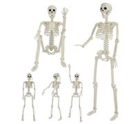 5 Pack Halloween Skeleton Decorations, 2 Pack 36"/90cm Full Body Joints Posable Skeleton with 3 Pack 16"/40cm Small Skeleton, Creepy Halloween Plastic Skeleton Decor for Haunted Houses Props, Garden