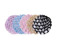 5 Pack Handmade Crochet Hair Snood Net with Pearls | Polyester Elastic Design, Keeps Buns Tidy, for Dance Parties and Figure Skating
