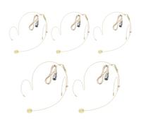 5 Pack Headset Microphone Double Over Ear Earset Over Ear Headworn Mic for Audio Technica Hirose 4 Pin Plug Conntctor Microphone,1.5m Cable,Beige