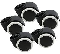 5-Pack Heavy-Duty 48mm Office Chair Casters - Silent Twin Polyurethane Wheels Swivel Design No Rod Perfect for Smooth Mobility on Hard Floors