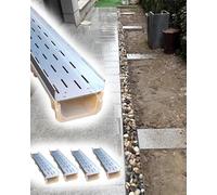 5 Pack Heavy Duty Plastic Drain Covers - Stainless Steel Grille & SMC Resin Channel Grate for Efficient Water Drainage(100cmx15cmx20cm)