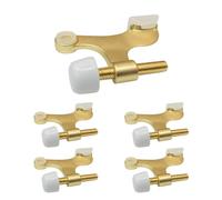 5 Pack Hinge Pin Door Stopper Satin Brass Matte Gold Adjustable Heavy Duty Door Stops with Rubber Bumper Tips, Easy No Drill Installation | HOWTOOL
