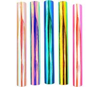 5 Pack Holographic Permanent Adhesive Vinyl Sheet Craft Vinyl for Silhouette Tumblers Cameo Craft Cutter Letters, Banners, Window Graphics, Glass Mirrors, Scrapbooking,30cm by 30cm (Holographic1)