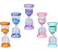 5 Pack Hourglass Sand Timer Set-3/5/10/15/30 Min Plastic Protective Cover Kitchen Timer, Time Management Tool for Kids Teeth Brushing,Study,Workout,Cooking,Classroom & Home Decor (Pastel 5 Colours)