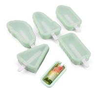 5 Pack Ice Lolly Moulds with Lids, Silicone Ice Cream Moulds, Stackable 5-Shape Popsicle Mould for Homemade Frozen Yogurt, Fruit Juice and Cakesicles, Easy-Release