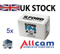 5 Pack: Ilford FP4 Plus 125 Size 35mm 36 Exposures Black & White Film