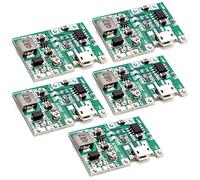 (5 Pack) JacobsParts Micro-USB TP4056 3.7V Battery Charger Module 7W DC UPS with Adjustable Step-up Boost Output 5V 9V 12V 27V