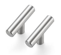 5 Pack Kitchen Cupboard Handles, Brushed Nickel Pulls 50mm Overall Length | T-Bar Pull Shape, Smooth Grip, For Kitchen Cupboards, Cabinets, Drawers, Furniture Restyle, Bathroom Storage, Wardrobe Doors