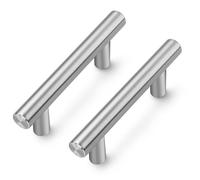 5 Pack Kitchen Cupboard Handles, Brushed Nickel Pulls 64mm Hole Center | T-Bar Pull Shape, Smooth Grip, For Kitchen Cupboards, Cabinets, Drawers, Furniture Restyle, Bathroom Storage, Wardrobe Doors