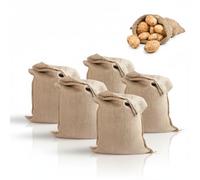 5 Pack Large Hessian Potato Sack, 60 X 40cm Hessian Large Jute Sacks, Reusable Woven Sand Storage Sack for Potatoes, Vegetables, Coffee Beans and Sand, Yellow