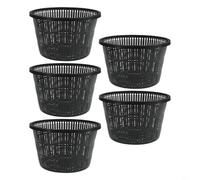 5 Pack Large Hydroponics Net Pots 8.3 Inch Black Plastic Mesh Baskets for Aquatic Plants Pond Water Gardening with Dense Holes for Optimal Root Growth and Stability in Outdoor Lakes
