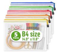 5 Pack Large Plastic Zipper Pouches B4 (12х15in) for Puzzle & Board Game Storage Bags - Mesh Zipper Pouch Document Bag - Pouches for Organization Storage Bags with Zipper - Zipper Bags for Organizing
