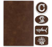 5 Pack Laserable Leatherette Sheet Faux Leather Sheets Laser Engraving Leather Patches with Heat Press Adhesive for Laser Engraving DIY Hat Cap Beanie Shirt UV Printing Craft Supplies (Brown Silver)