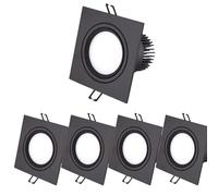 5 Pack LED Black Square Recessed Ceiling Lights 5W 7W 10W 15W Adjustable Downlights 6000K Bright White Perfect for Living Room & Corridor Lighting