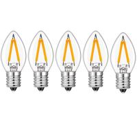 5 Pack LED C7 Candelabra Bulbs, Dimmable LED Filament Bulb, E14 Base 2200K Soft White, 120 Lumen, Night Light Bulb Edison Style Sign Light for String Lights Replacement (C7-1W)