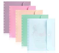 5 Pack Letter Size Discbound Pocket 8.5 * 11.1 Inch Discbound Notebook Planner Binder Pocket Dividers Plastic Envelopes for School Office Home Work Organizer