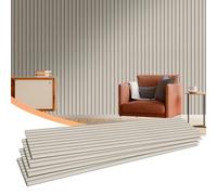 5 Pack Light Camel Self-Adhesive Acoustic Wall Panels - 47x12x0.4in Soundproof Treatment with Easy Install for Home Office, Studio & Theater