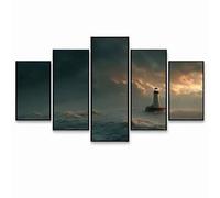 5 Pack Lighthouse Diamond Art Kit Adults, Sunset Diamond Painting by Numbers for Adults 5 Pack 5D DIY Gems Crystal Art Canvas for Painting, Rhinestones Embroidery Kit for Home Decoration GYZH-0565