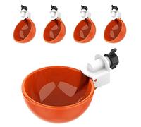 (5 Pack) Lil Clucker Large Automatic Chicken Waterer Cups | Chicken Water Feeder Suitable for Chicks, Duck, Goose, Turkey and Bunny | Poultry Water Feeder Kit (Orange)