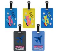 5-Pack Luggage Tags for Suitcases - Durable PVC Travel ID Labels with Privacy Name Cards & Adjustable Buckles - Bright Suitcase Tags for Easy Spotting - Holiday & Travel Essentials