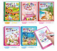 5 Pack Magic Water Colouring Book for Kids, Reusable Cartoon Water Painting Book with Pens, Educational Toys for Toddlers Age 2-6, Fun Art Activity Gift