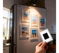 5 Pack Magnetic Photo Frames for Fridge - Clear Acrylic Refrigerator Magnets with Strong Hold, 7.7x5.2cm Small Picture Frames for Photos, Modern Minimalist Design
