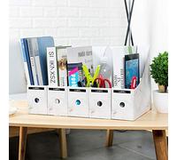 5 Pack Marble File Magazine Holder Waterproof Cardboard File Rack Storage Organizer Box Desktop Standing Collector Document File Divider Sorter Shelf Paperwork Organiser for School Office Home Library
