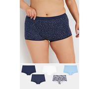 Yours Curve 5 Pack Marble Print Shorts - Women's - Plus Size Curve Blue