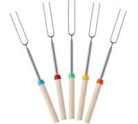 5 Pack Marshmallow Toasting Forks Kit, Extendable Stainless Steel Smores Sticks for Fire Pit, BBQ and Campfire, Outdoor Campfire Accessories for Roasting Marshmallows and Hot Dogs