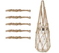 5 Pack Mason Jar Hanging Net, Handwoven Rope Mesh Hanger, Rustic Decorative for Wide Mouth Mason Jar, Ball Pint Jar, and Canning Jars