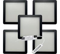 (5 Lights & Driver) MATT BLACK Slim Square Under Cabinet Down Light & Driver Kit - Warm White LED