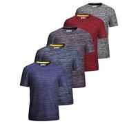 [5 Pack] Men’s Workout Short Sleeve Dry Fit T Shirts Quick Dry Active Athletic Crewneck Running Gym Moisture Wicking Tee Tops, Set a, Large