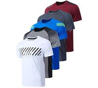 5 Pack Menâ€™s Active Quick Dry Crew Neck T Shirts | Athletic Running Gym Workout Short Sleeve Tee Tops Bulk (Edition 2, Medium)