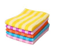 5 Pack Microfiber Dish Cloth For Washing Dishes Striped Dish Towel Rags Best Kitchen Washcloth Cleaning Cloths Random Color 12 Checke Hand Towel (Yellow, One Size)