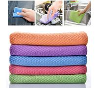 5 Pack Microfibre Cleaning Cloth Easy Clean Cloth 40 x 30cm Nanoscale Cloth Reusable Lint Free Fish Scale Cleaning Cloth Microfibre Cloth for Glass, Mirrors, Car, Kitchen, Dish Cloths (5 Pcs)