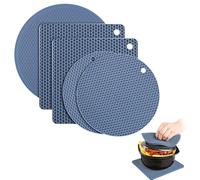 5 Pack Microwave Silicone Mat, Heat Resistant Microwave Pad, Silicone Trivet Mats, Non-Slip Hot Pads, Pot Holder for Hot Dishes Kitchen (Blue)