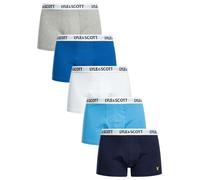 5 Pack Miller Trunks Navy/Blue/White/Blue/Grey L