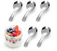 5 Pack Mini Scoop Spoons for Ice Cream - Stainless Steel Scoop with Short Handle - Small Spoons for Cookie Tea Candy Buffet Condiments Dessert(Silver x 5)