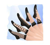 (5-Pack Mixed Colors, Asian One-size) 5 pairs these breathable glass Silky mid-calf socks for women are perfect for spring and summer. They are the best choice as a gift.