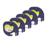 5 Pack Multi Color Labels with 12 Mm Black On White Plastic Tape LT 91201 91202 91203 91204 91205 Compatible with(5pack 91201)