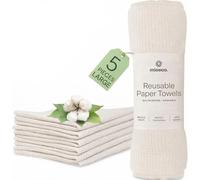5 Pack Multicolored Reusable Paper Towels - Large Size - Nature Friendly - Organic Cotton Alternative - Thick, Strong, Paperless Kitchen Dish Cloths - Reusable Napkins - Dish Towels - Cloth Napkin
